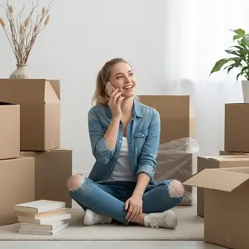 Mujer preparando la mudanza de su casa